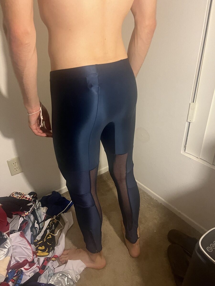 Nike Pro Elite Team Long Blue shiny Tights Mens Size Large Nike Pro Elite Team Long Blue shiny Tights Mens Size Large