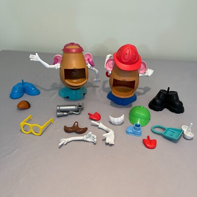 Mr. and Mrs.Potato Head LOT of Parts Pieces Misc Teal Eyes Mr