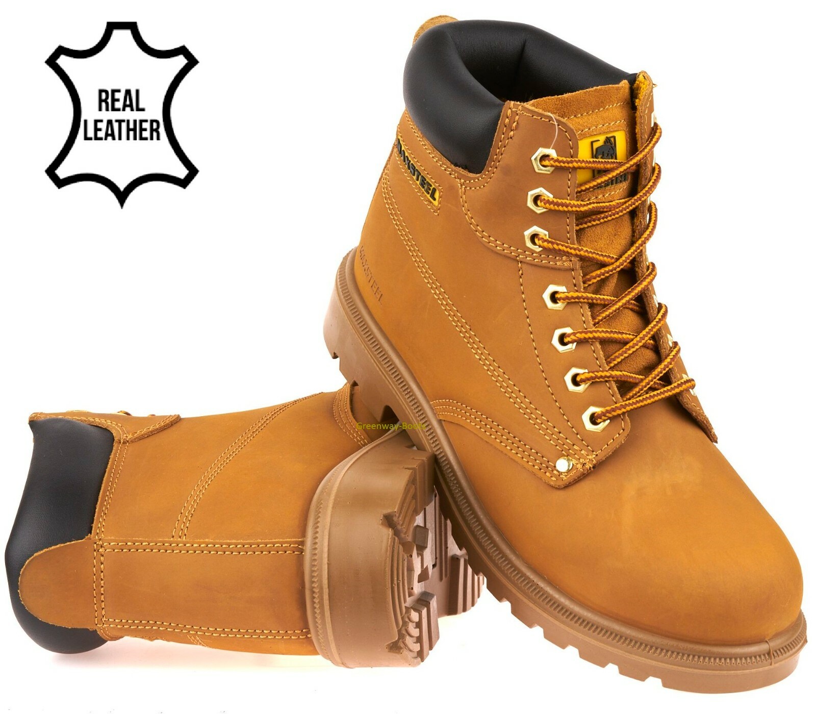 MENS LEATHER SAFETY BOOTS ANKLE LACE STEEL TOE CAP WORK BLACK PPE HIKER