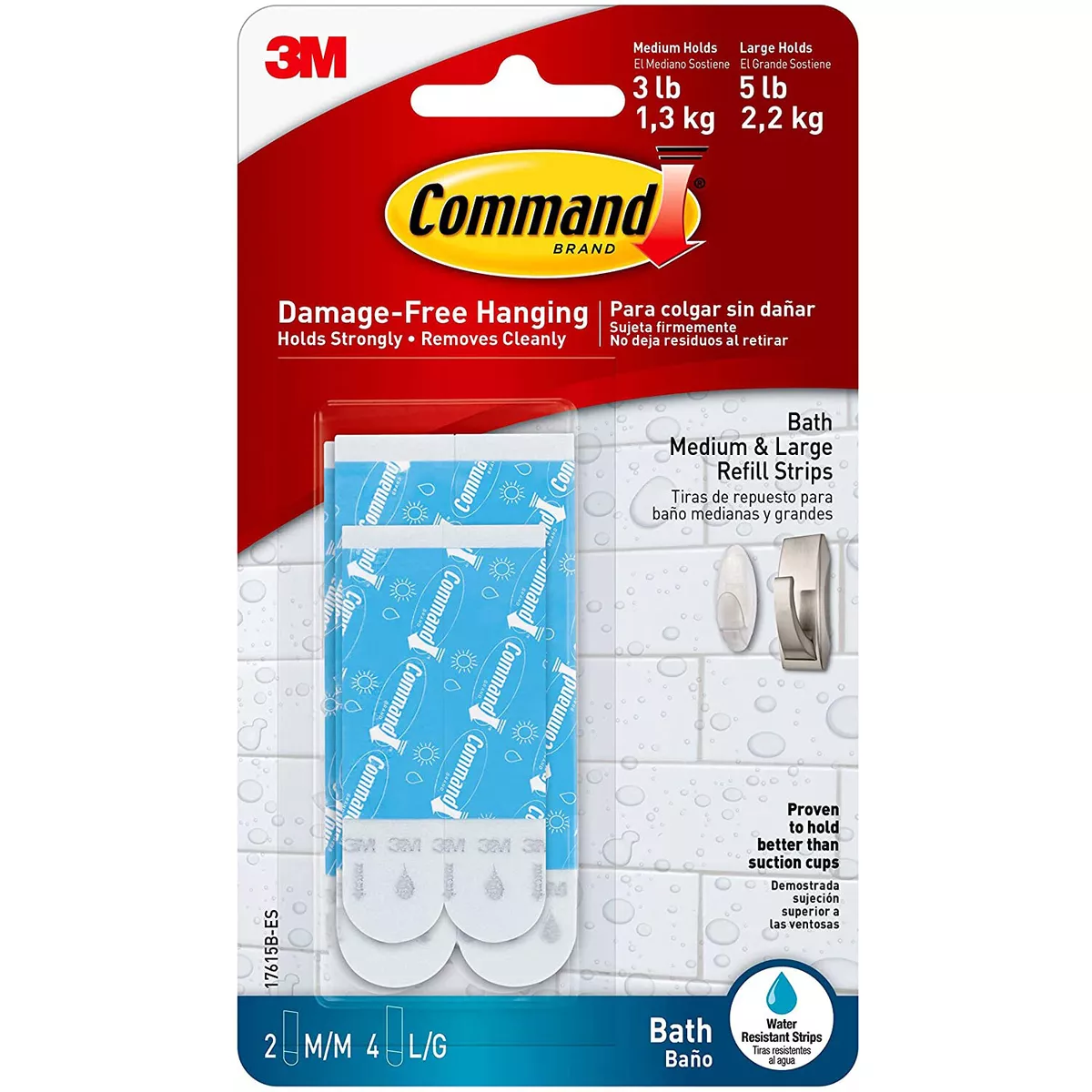 3M Command Strips Water Resistant Replacement Strips White