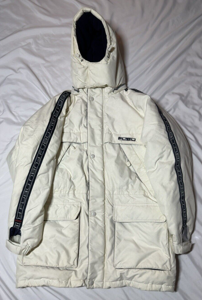 Vintage White FUBU Duck Down Heavy Duty Hooded Jacket w Vintage White FUBU Duck Down Heavy Duty Hooded Jacket w