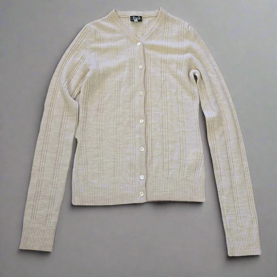 Cárdigan de lana crema Dolce & Gabbana (D&G) - Talla: IT 40 Foto 2 de 4