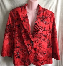 Ladies Taifun Red/black Summer Jacket - Size 18uk  Bust-46"