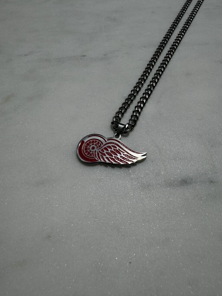 Ожерелье Detroit Red Wings — кубинская цепочка 5 мм — 22 дюйма — рождественский подарок - Изображение 2 из 2
