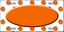 Orange White Polka Dot Orange Center Oval Metal Novelty License Plate Tag LP2980