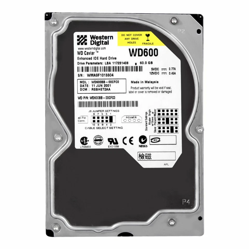 Western Digital Caviar WD600BB 60GB 7200 RPM 2MB ATA / PATA / IDE 3.5 Inch - Image 3 of 3