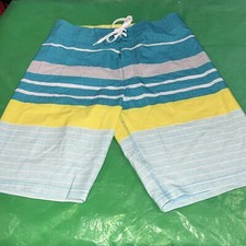 Old Navy California Men's 30 Boardshorts Swim Shorts Blue Yellow Striped