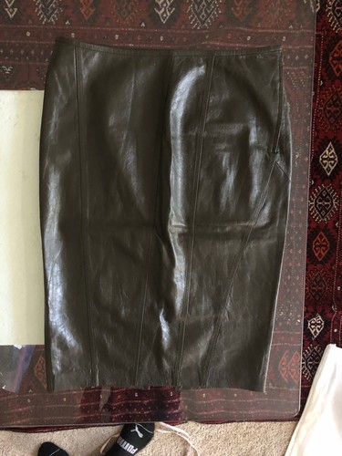 GUCCI DIRTY GREEN LEATHER SKIRT SIZE 40  - Afbeelding 12 van 15
