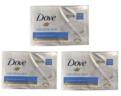 3 x Dove Sensitive Skin Hypoallergen Beauty Bar Soap 4 x 90g (12 Riegel)
