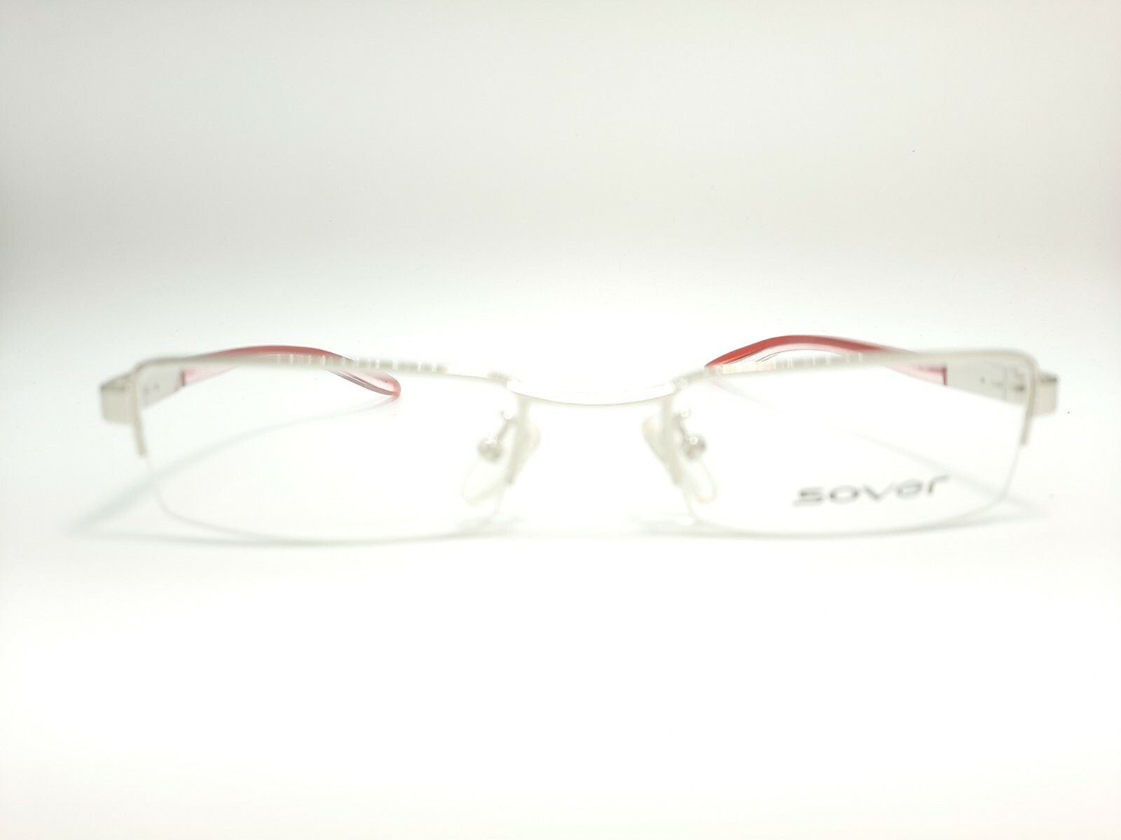 Sover Square Rectangular Eyeglasses Grey Red Meta… - image 8