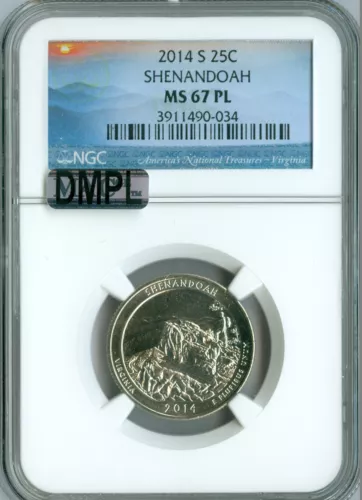 2014 S SHENANDOAH QUARTER NGC MS67 MAC PL DMPL 2ND FINEST GRADE  . 