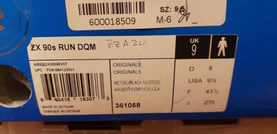 ADIDAS ZX 90S RUN DQM 361058 SIZE 9.5 CONSORTIUM DAVE QUALITY