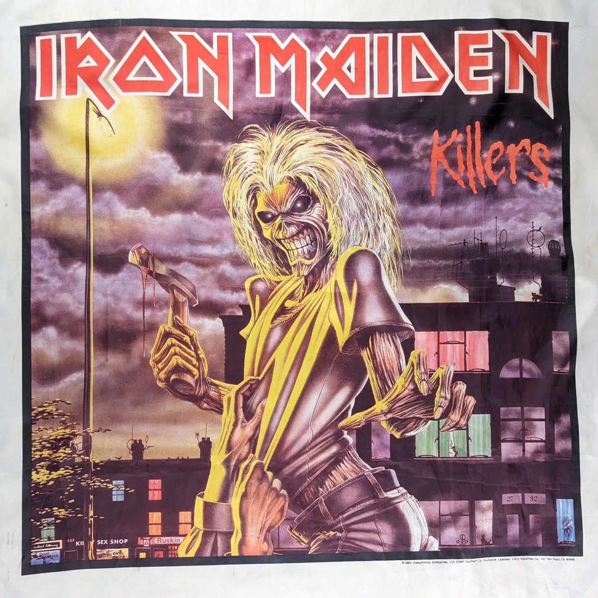 1982 Iron Maiden Eddie Fabric Poster Tapestry Vtg 80s Metal