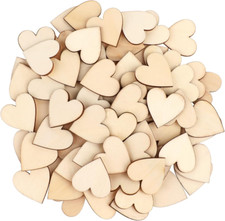 100 Pcs 0.8Inch Wooden Hearts for Crafts, Wood Heart Cutouts, Unfinished Blank W