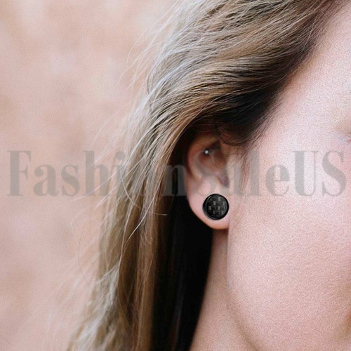3 Paar Damen Herren Edelstahl Runde Kohlefaser Ohrstecker Ohrringe 6/8/10 mm - Bild 34 von 34