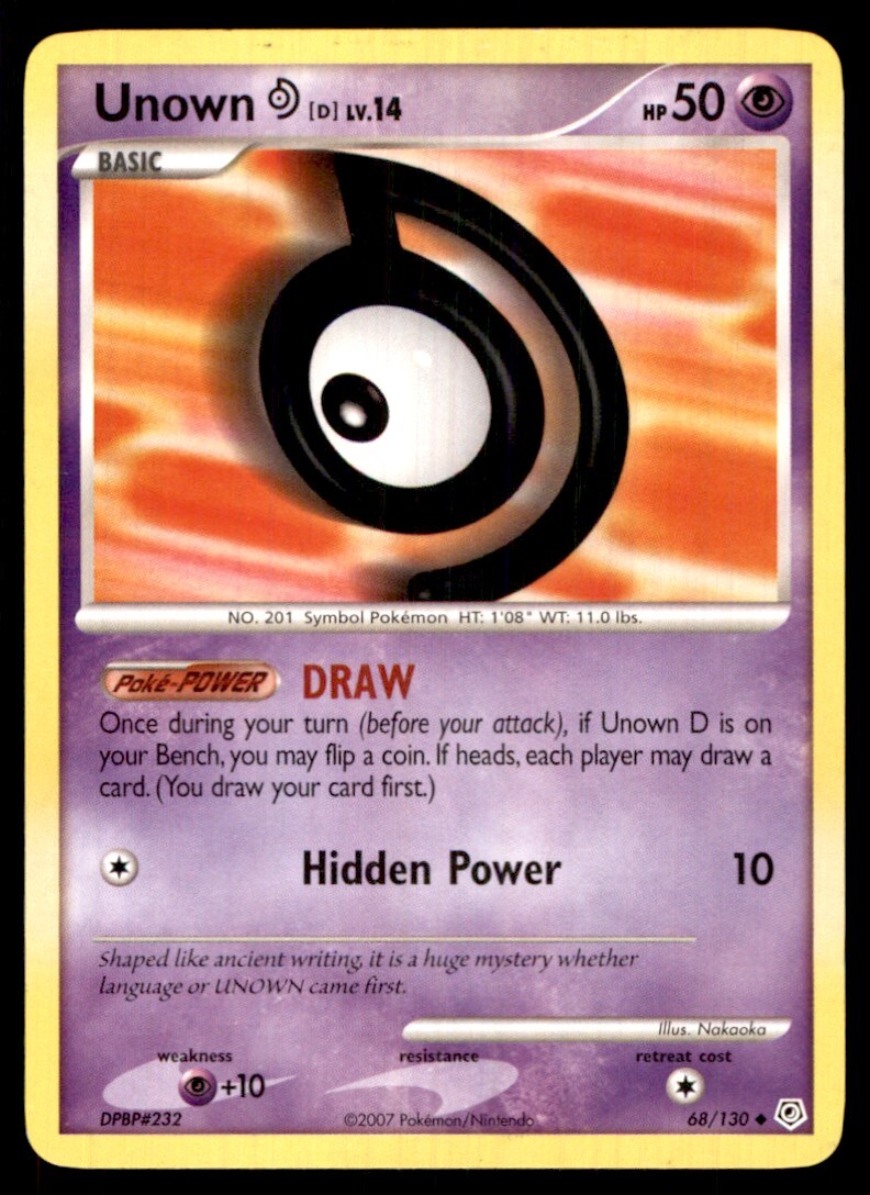 2007 Diamond & Pearl Unown D Basic/Uncommon #68