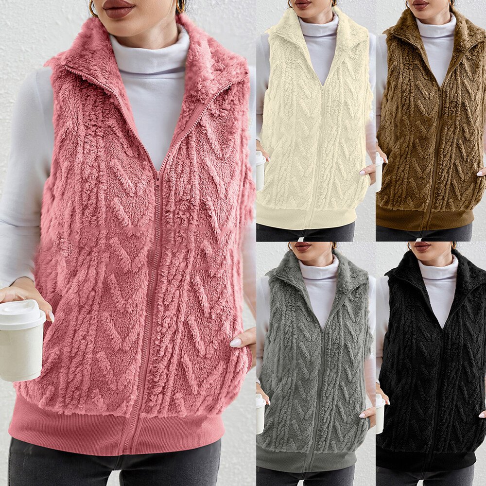 Mujer Polar Piel Chaleco Invierno sin Mangas Chaqueta Abrigo "