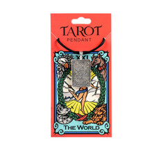 THE WORLD Tarot Card Pewter Pendant 1.5" Silver Color Amulet - US Made