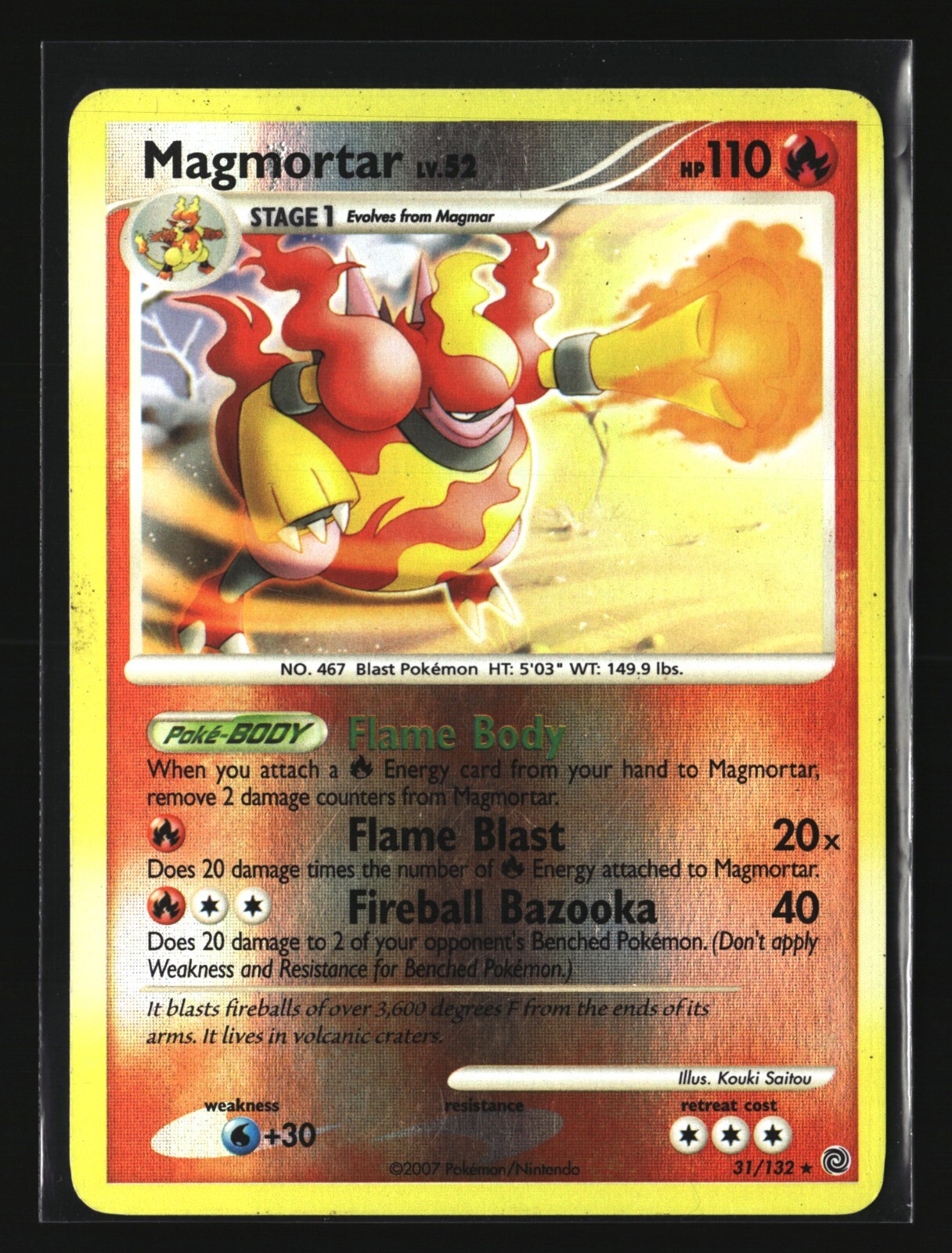 Pokemon MAGMORTAR 31/132 Reverse Holo Rare (2007 Secret Wonders) LP/Light Play