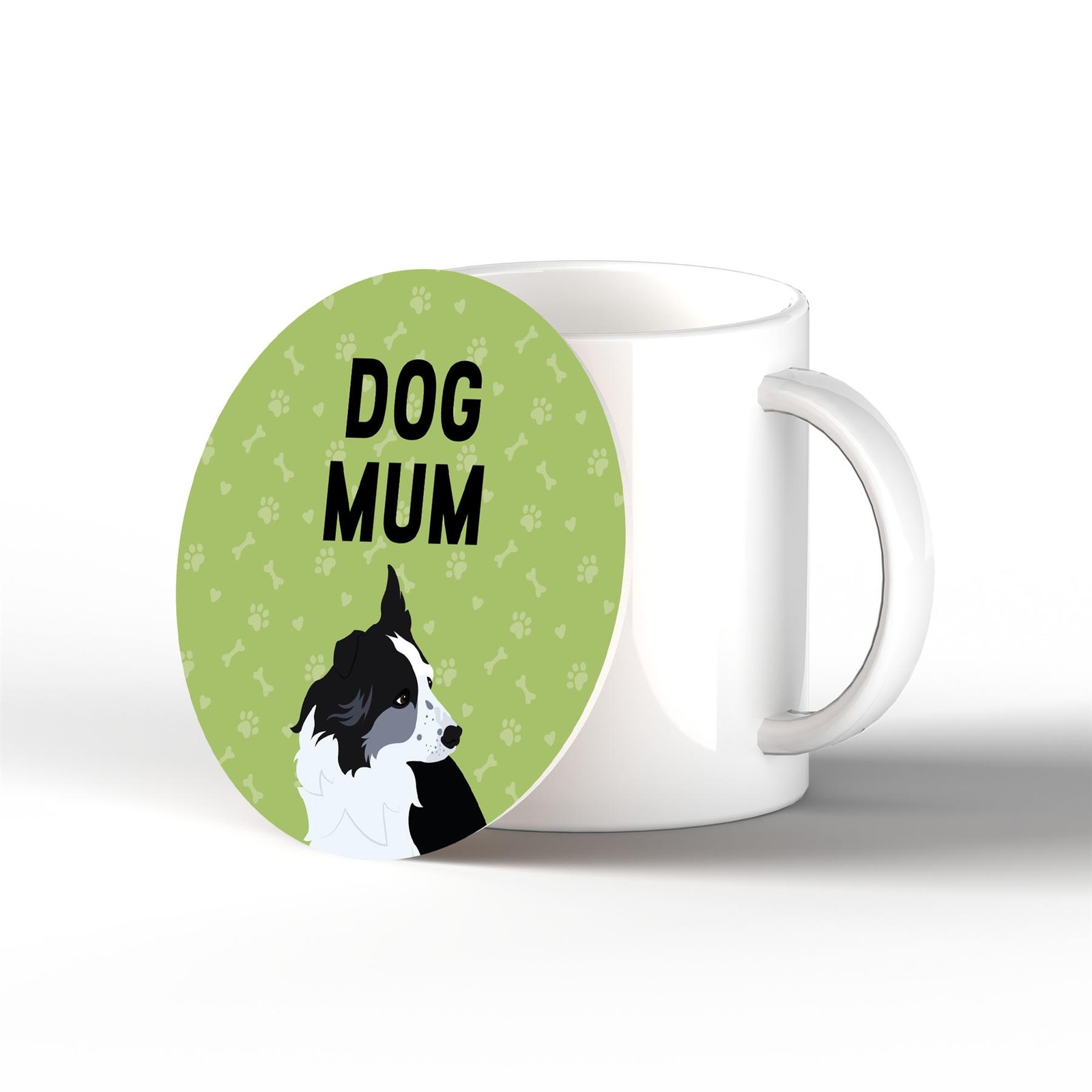 Border Collie Dog Mum Kate Pearson Illustration Ceramic Circle Coaster Dog Gift