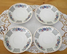 Vintage Syracuse China DORSET Old Ivory O.P.CO 5 3/8" Saucers ~ Set of 4 ~