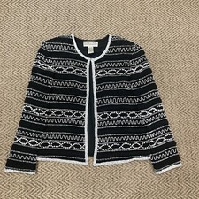 Niteline By Della Roufogali Fashion Jacket Women s Size Medium Black White Silk
