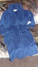 CY Women's Navy Plush Fluffy Cozy Warm Fleece Spa Bath Robe Sz Small