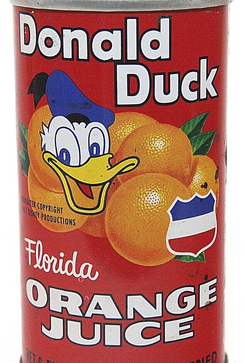 1970s Vintage Donald Duck 6 Fl Oz Retro Orange Juice Can USA Lake