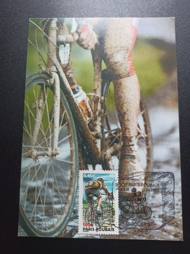 FDC soie - 100e course cycliste Paris Roubaix - 13/4/2002 Compiègne