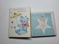 Vintage Baby Shower/Baby Announcements, Lot Of 6 Each
