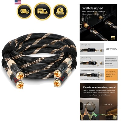Audiophile RCA Cable 2RCA Male to 2RCA Male HiFi System Interconnect 1.6ft
