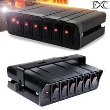 80A Rocker Switch Box Emergency Strobe Light 12V 6-Gang Toggle Controller Panel