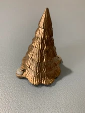 Pewter Metal Christmas Tree Candle Holder 4" Tall 3" Diameter Holiday