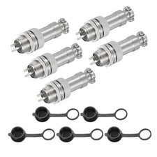 5Pcs 3 Pin Aviation Connector 300V 5A 16mm Metal Circular Connectors, Silver