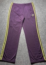 Adidas Purple&Lime 3 Stripe Track Pants Zip L...