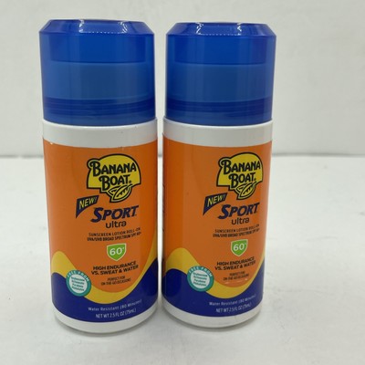 2-Pack,Banana Boat Roll On Sunscreen 60+ Sort Ultra,Travel Size Leak Proof Cap