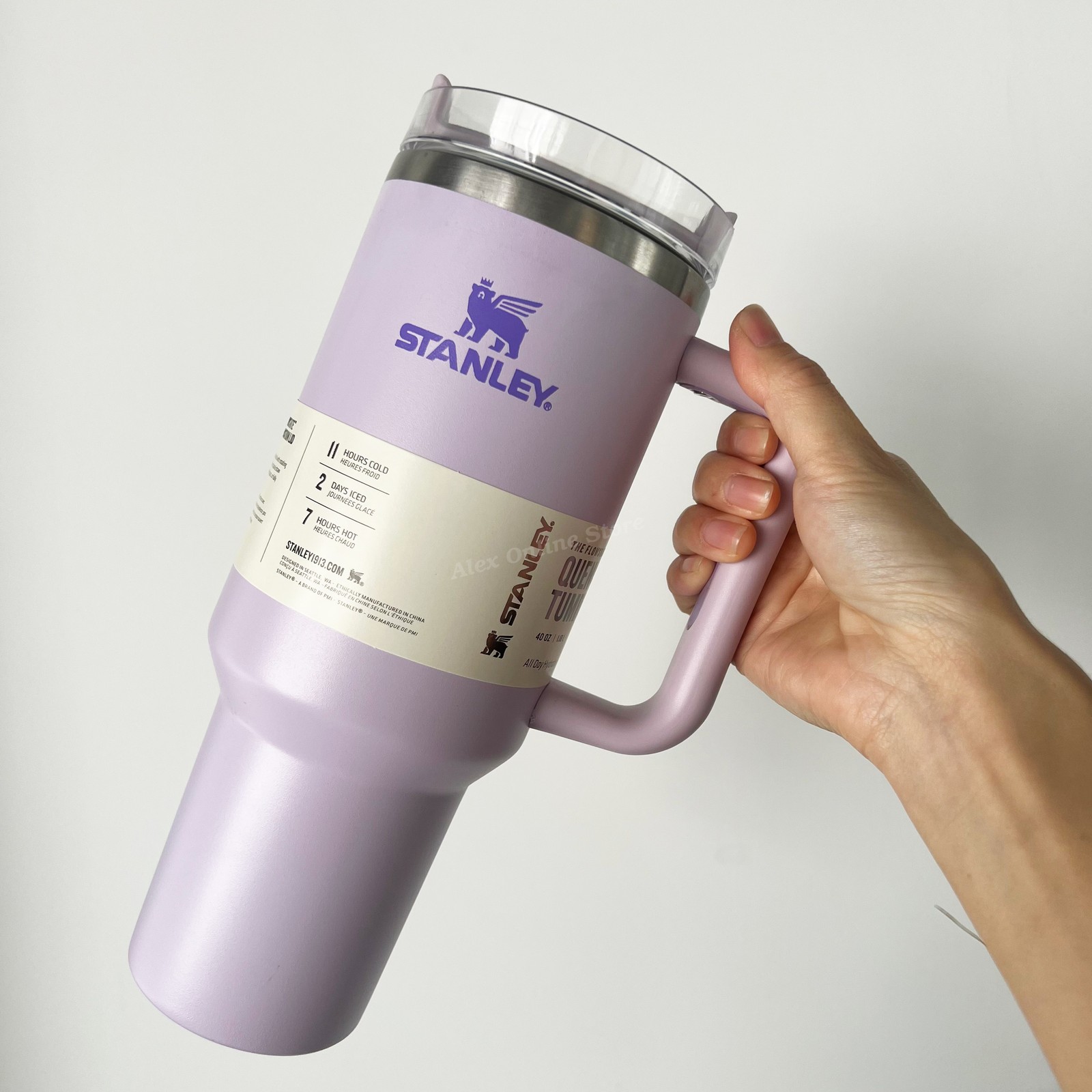 40OZ Stainless Steel Water Bottle Travel Tumbler Cup Straw Lid Insulated Purple