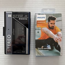 Sanyo MGR59 AM/FM Stereo Cassette Player Walkman VTG New Headphones Tested Works