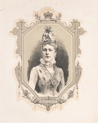 Marie Henriette von Österreich Königin von Belgien Portrait Lithographie 1889