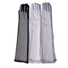 Lace Gloves for Ladies Polka Dot European Retro Breathable Sun Protection Mesh