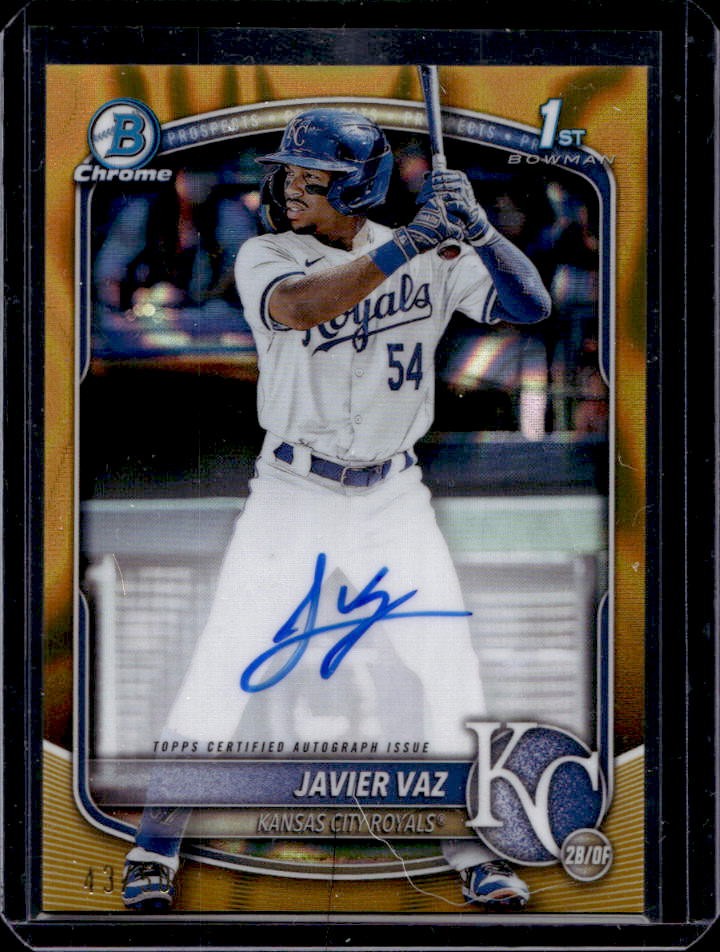 2025 Bowman Javier Vaz Chrome Auto Gold Lava Refractor 1st #43/50
