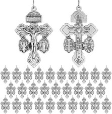 30 Pcs Catholic Crucifix for Rosary Making Bulk 2.2 Inch Cross Charms Pendant...
