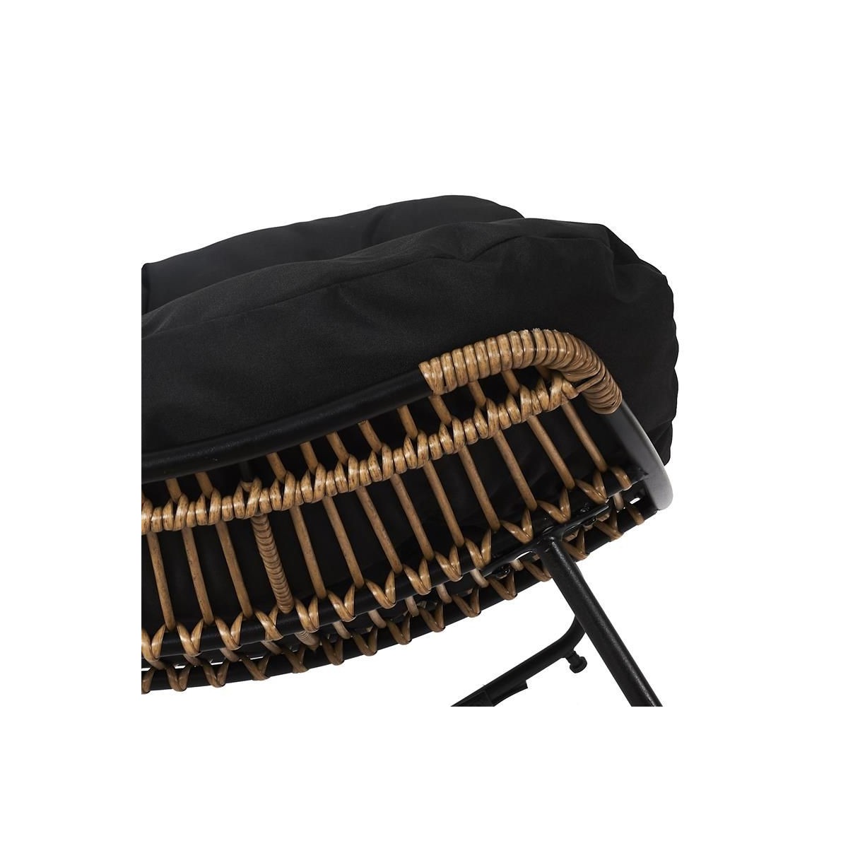 Fauteuil à bascule Tulum noir 114cm rocking chair salon confortable