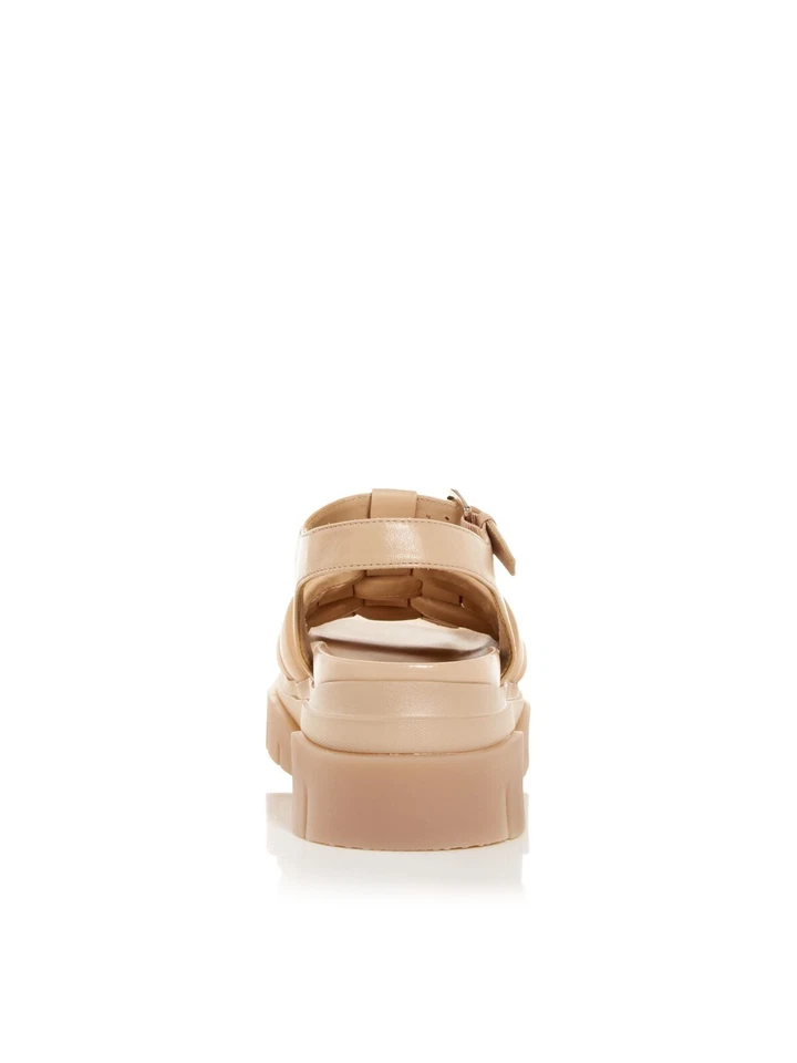 Sandalias de cuero ASH para mujer beige con correas tejidas de 2" plataforma sirena tacón bloque 35 Foto 3 de 4