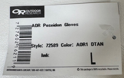 New Outdoor Research Poseidon Intermediate Cold Gloves Gore-Tex