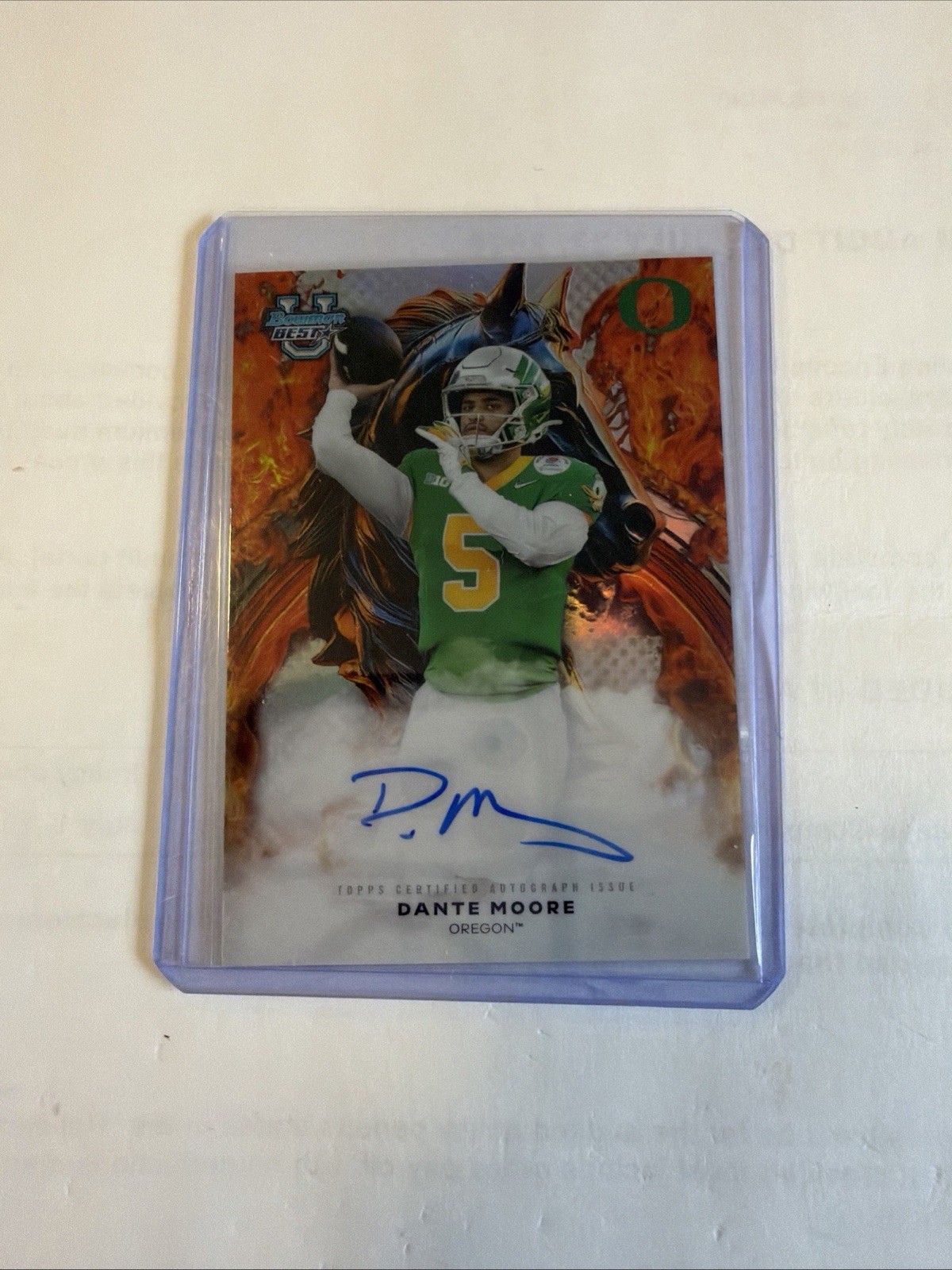 Dante Moore #WA-DM 2025 Bowman University Best Football Workhorse Signatures Refractor