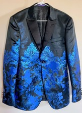 Men s electric blue black tux jacket size Small