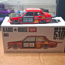 Mini GT Kaido House Datsun 510 Pro Street Red/Black 1:64 Diecast Opening Hood