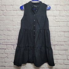Madewell Banded Collar Black Tiered Dress Sz S Sleeveless Cottage Witchy Lounge