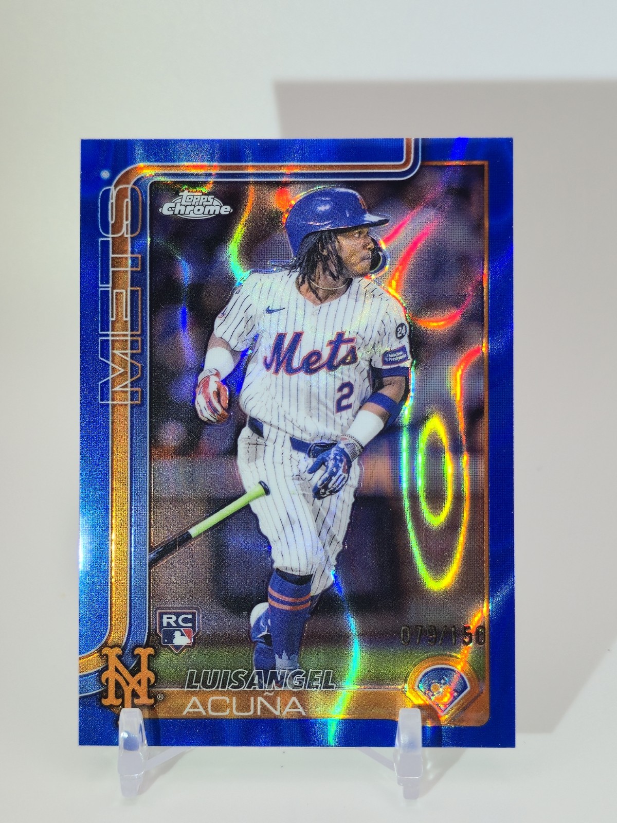 2025 Topps Chrome - Luisangel Acuna #56 Blue Refractor 79/150 (RC)